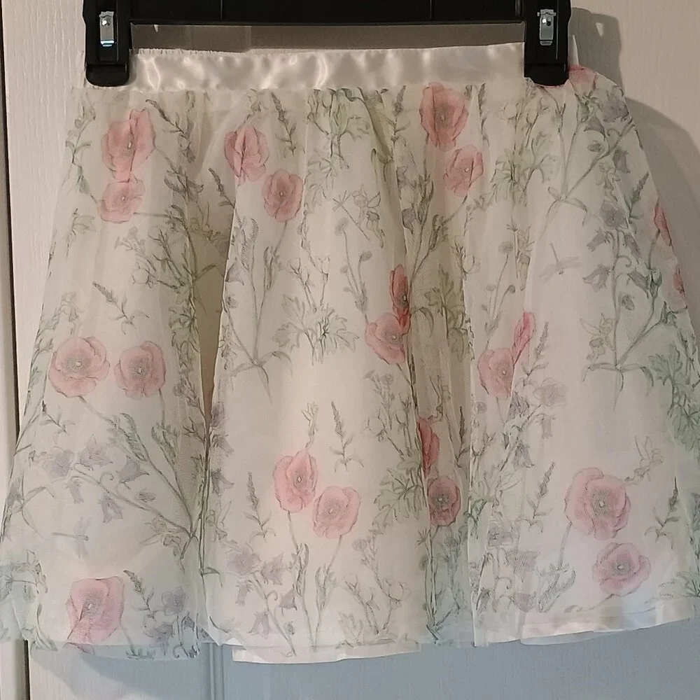 Janie and Jack/Skirt/Girls 8/Ivory/Tinker Bell Floral Tulle Disney